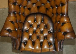 Pamono Art Deco Brown Leather Chesterfield Chair, 1920s Online