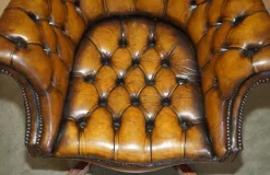 Pamono Art Deco Brown Leather Chesterfield Chair, 1920s Online