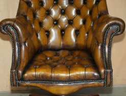 Pamono Art Deco Brown Leather Chesterfield Chair, 1920s Online