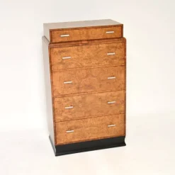 Pamono Art Deco Burr Elm and Walnut Chest of Drawers, 1930 Hot