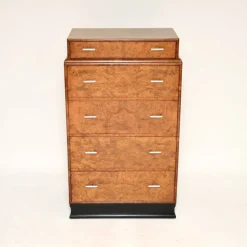 Pamono Art Deco Burr Elm and Walnut Chest of Drawers, 1930 Hot