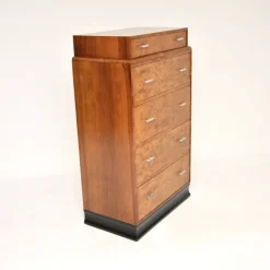 Pamono Art Deco Burr Elm and Walnut Chest of Drawers, 1930 Hot