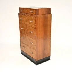 Pamono Art Deco Burr Elm and Walnut Chest of Drawers, 1930 Hot