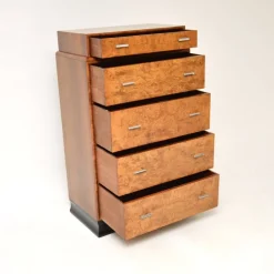 Pamono Art Deco Burr Elm and Walnut Chest of Drawers, 1930 Hot