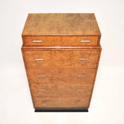 Pamono Art Deco Burr Elm and Walnut Chest of Drawers, 1930 Hot