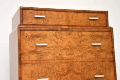 Pamono Art Deco Burr Elm and Walnut Chest of Drawers, 1930 Hot