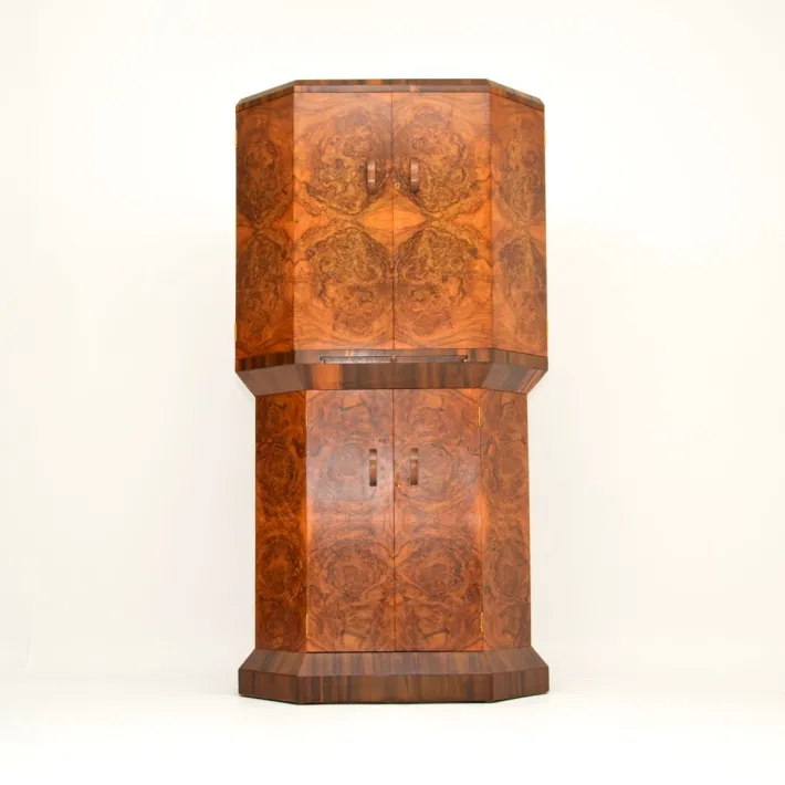 Pamono Art Deco Burr Walnut Cocktail Cabinet, 1930s Sale