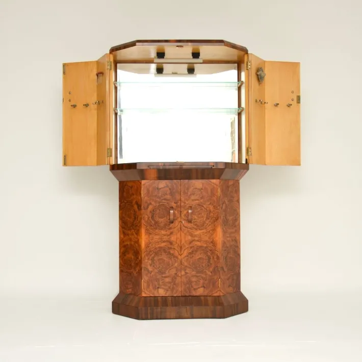 Pamono Art Deco Burr Walnut Cocktail Cabinet, 1930s Sale