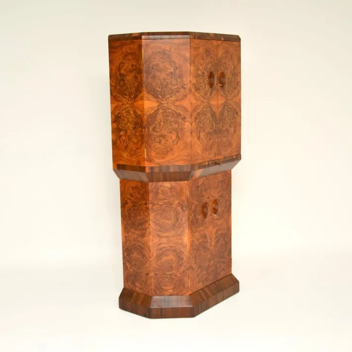Pamono Art Deco Burr Walnut Cocktail Cabinet, 1930s Sale