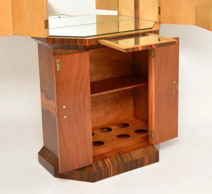Pamono Art Deco Burr Walnut Cocktail Cabinet, 1930s Sale