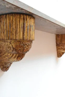 Pamono Art Deco Carved and Gilded Wooden Console, 1930s New