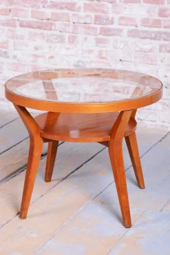 Pamono Art Deco Coffee Table in Oak by Koželka and Kropáček, 1940s