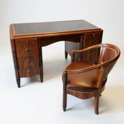 Pamono Art Deco Desk, Armchair and Bookcase, 1930s, Set of 3 Online