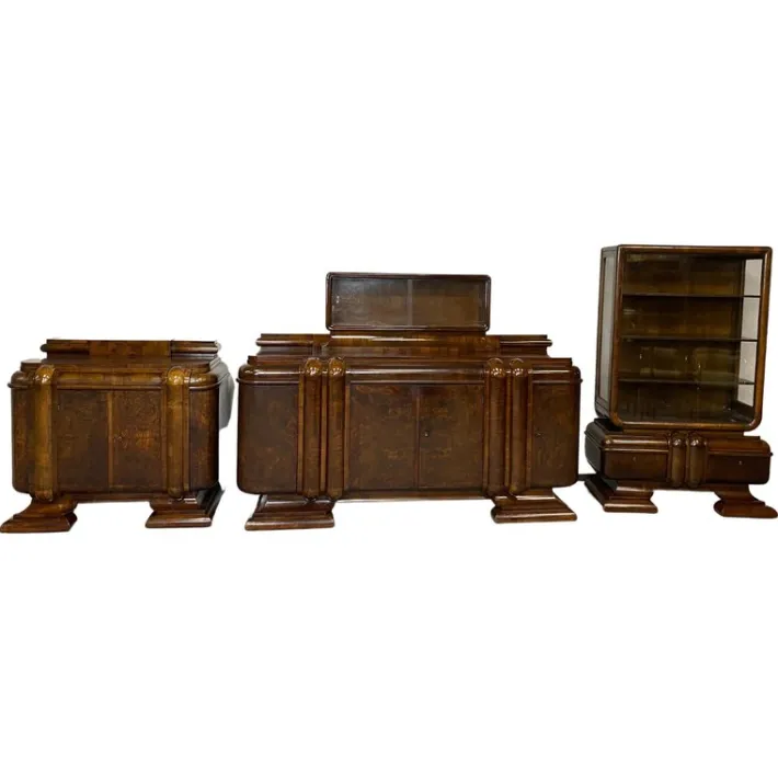 Pamono Art Deco Dining Room Set, 1930s, Set of 3