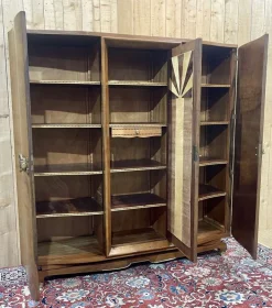 Pamono Art Deco 3-Door Wardrobe in Walnut, 1930s Hot
