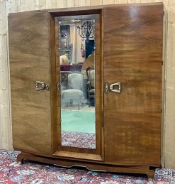 Pamono Art Deco 3-Door Wardrobe in Walnut, 1930s Hot