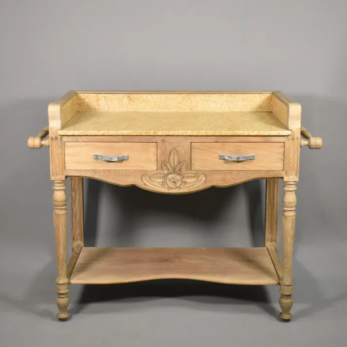 Pamono Art Deco French Bleached Oak Washstand, 1920s New