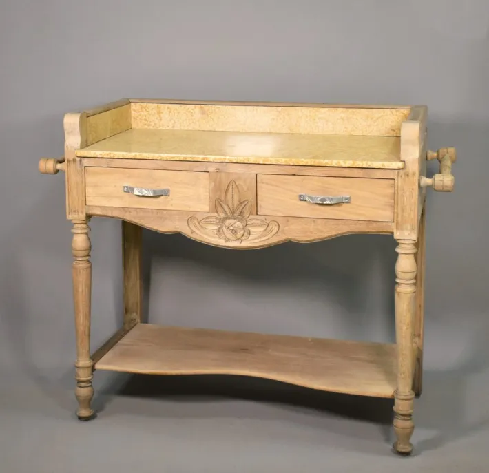 Pamono Art Deco French Bleached Oak Washstand, 1920s New