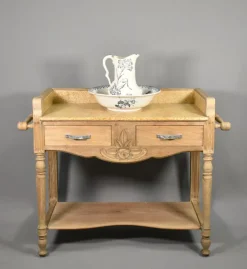 Pamono Art Deco French Bleached Oak Washstand, 1920s New
