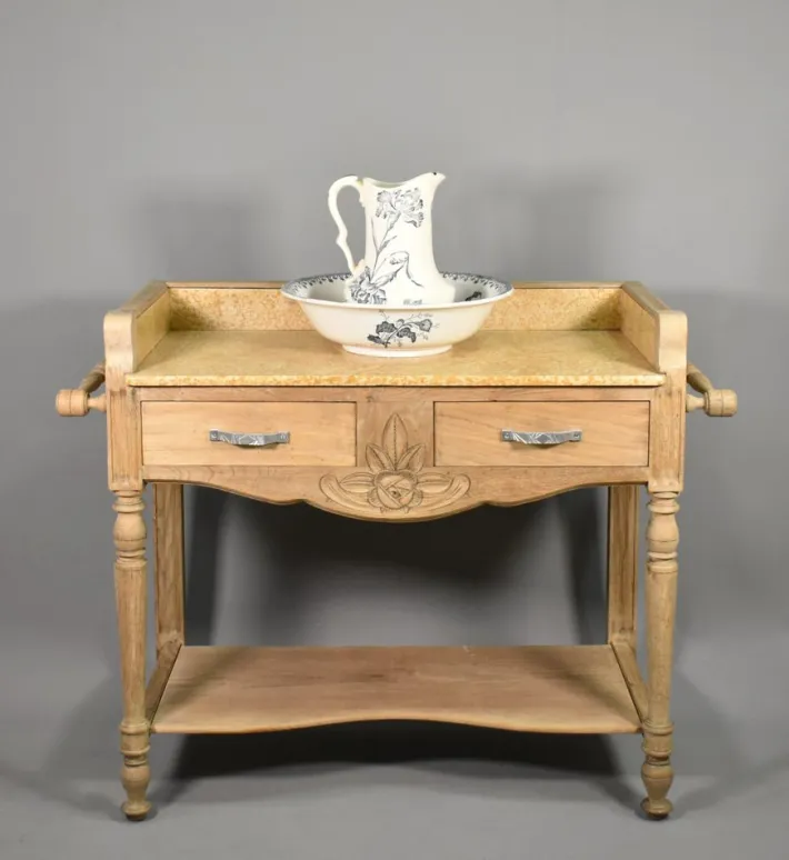 Pamono Art Deco French Bleached Oak Washstand, 1920s New