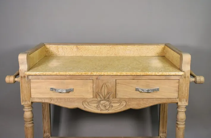 Pamono Art Deco French Bleached Oak Washstand, 1920s New