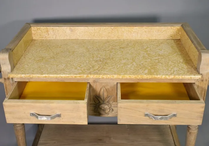 Pamono Art Deco French Bleached Oak Washstand, 1920s New