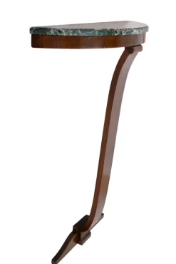 Pamono Art Deco French Wood and with Marble Top Demi Lune Console Table, 1930s Clearance