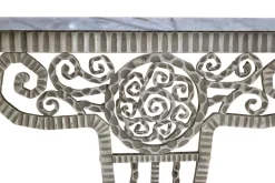 Pamono Art Deco French Wrought Iron Console Table with White Marble and Mirror New