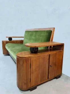 Pamono Art Deco Green Velvet Sofa Sale