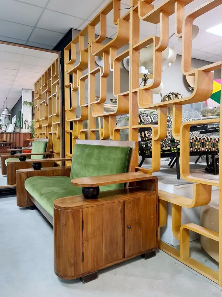 Pamono Art Deco Green Velvet Sofa Sale