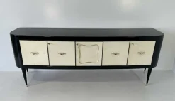 Pamono Art Deco Italian Parchment and Black Lacquer Sideboard, 1950 Clearance