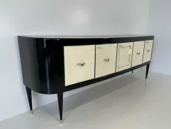 Pamono Art Deco Italian Parchment and Black Lacquer Sideboard, 1950 Clearance