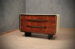 Pamono Art Deco Italian School Walnut and Goat Skin Chest of Drawers, 1930 Sale
