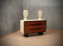 Pamono Art Deco Italian School Walnut and Goat Skin Chest of Drawers, 1930 Sale