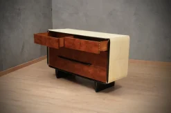 Pamono Art Deco Italian School Walnut and Goat Skin Chest of Drawers, 1930 Sale