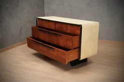 Pamono Art Deco Italian School Walnut and Goat Skin Chest of Drawers, 1930 Sale