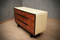 Pamono Art Deco Italian School Walnut and Goat Skin Chest of Drawers, 1930 Sale