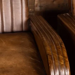 Pamono Art Deco Leather Tub Chairs & Sofa, 1920s, Set of 3 Outlet