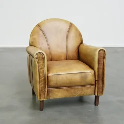 Pamono Art Deco Light Cognac Armchair in Leather Sale