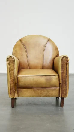 Pamono Art Deco Light Cognac Armchair in Leather Sale