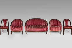 Pamono Art Deco Living Room Set in Pink Velvet attributed to Paul Follot, France, 1920s, Set of 5 Sale
