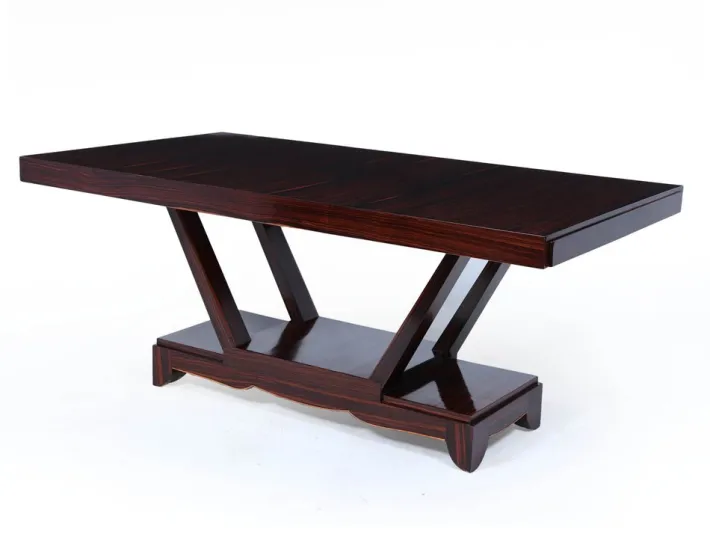 Pamono Art Deco Macassar Ebony Dining Table with End Drawers, 1930 Clearance