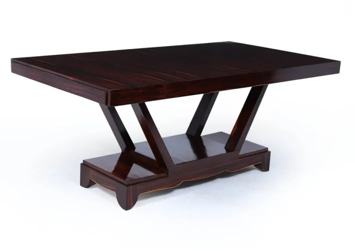 Pamono Art Deco Macassar Ebony Dining Table with End Drawers, 1930 Clearance