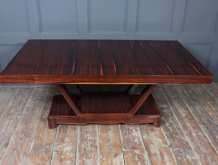 Pamono Art Deco Macassar Ebony Dining Table with End Drawers, 1930 Clearance