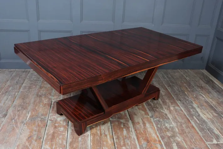 Pamono Art Deco Macassar Ebony Dining Table with End Drawers, 1930 Clearance