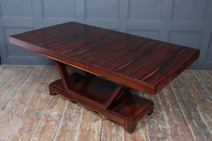 Pamono Art Deco Macassar Ebony Dining Table with End Drawers, 1930 Clearance