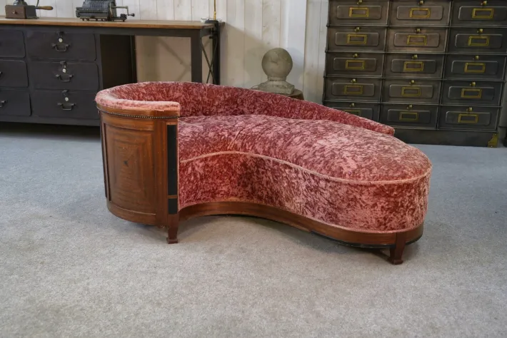 Pamono Art Deco Rognon Sofa in Mahogany Veneer, 1930s