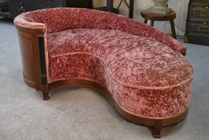 Pamono Art Deco Rognon Sofa in Mahogany Veneer, 1930s