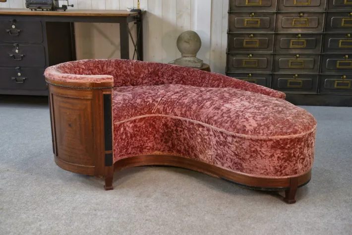 Pamono Art Deco Rognon Sofa in Mahogany Veneer, 1930s