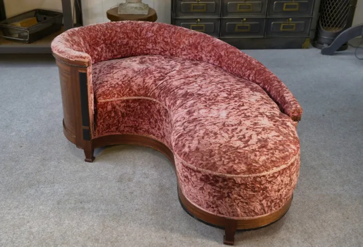 Pamono Art Deco Rognon Sofa in Mahogany Veneer, 1930s